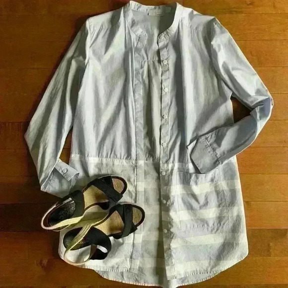 Halogen | Long classic  striped poplin blouse size medium - Picture 1 of 4